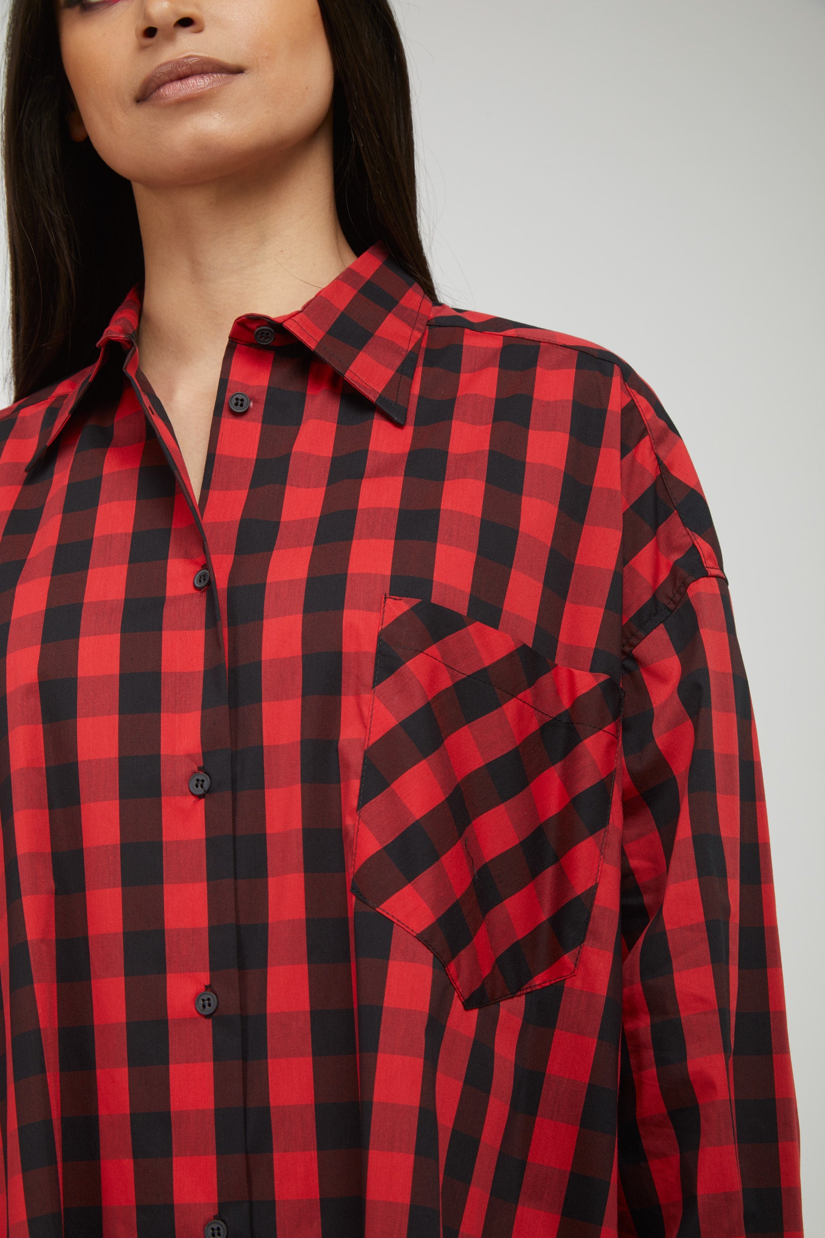 OTTOD'AME Abito Camicione a Quadri