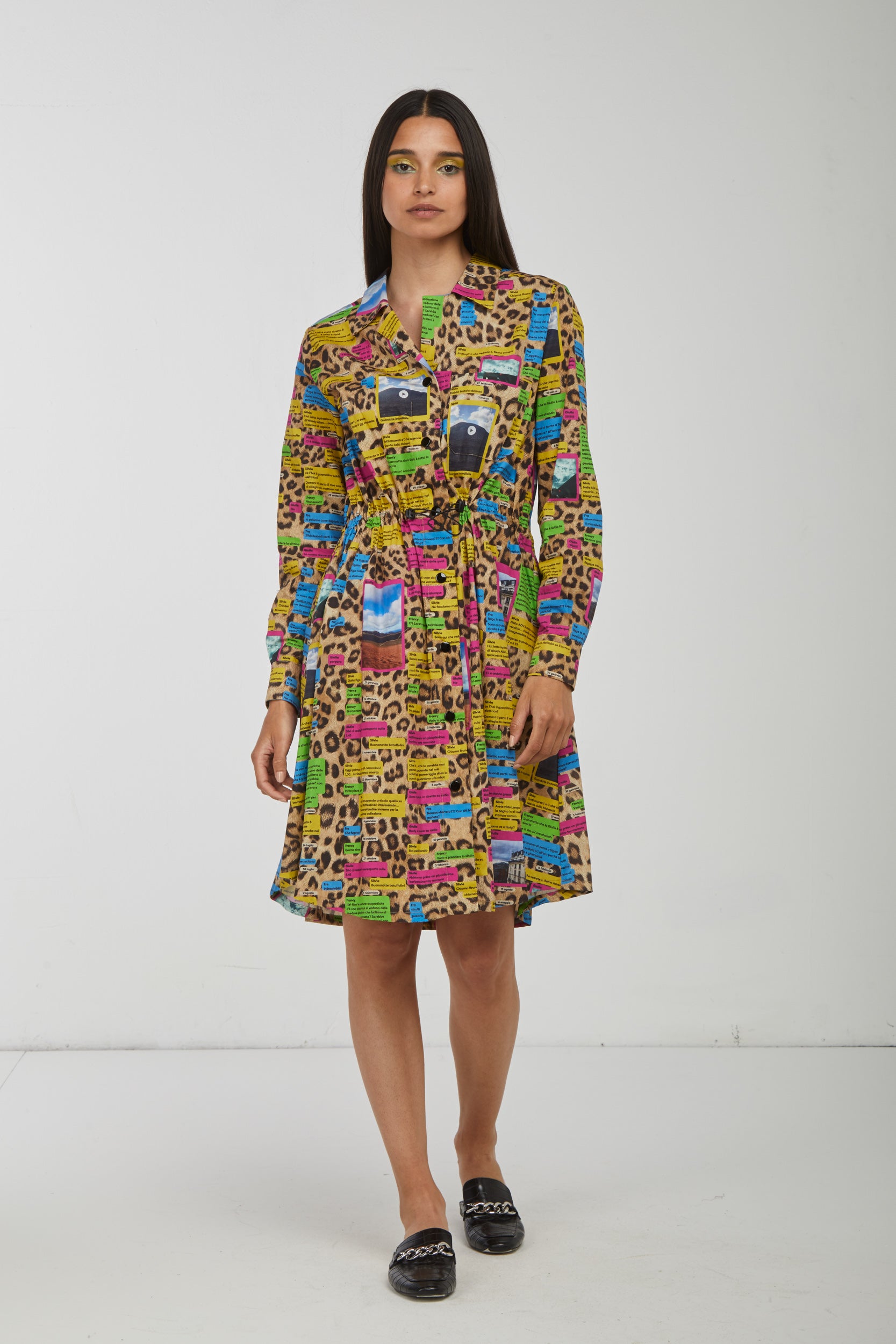 OTTOD'AME Leopard print "Postcard" Chemisier Dress