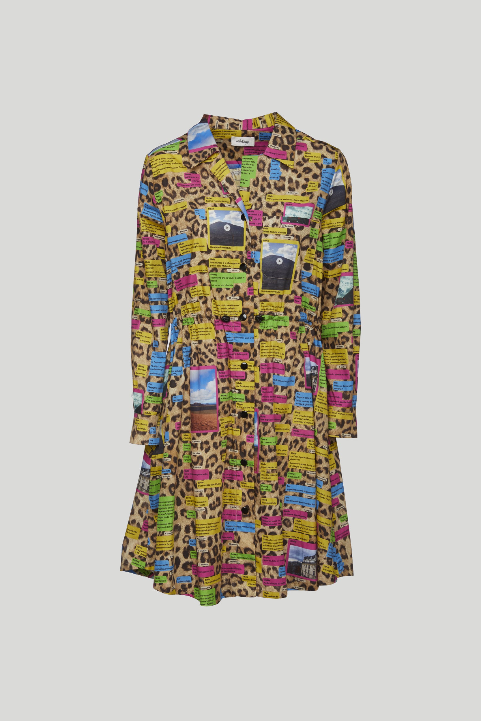 OTTOD'AME Leopard print "Postcard" Chemisier Dress