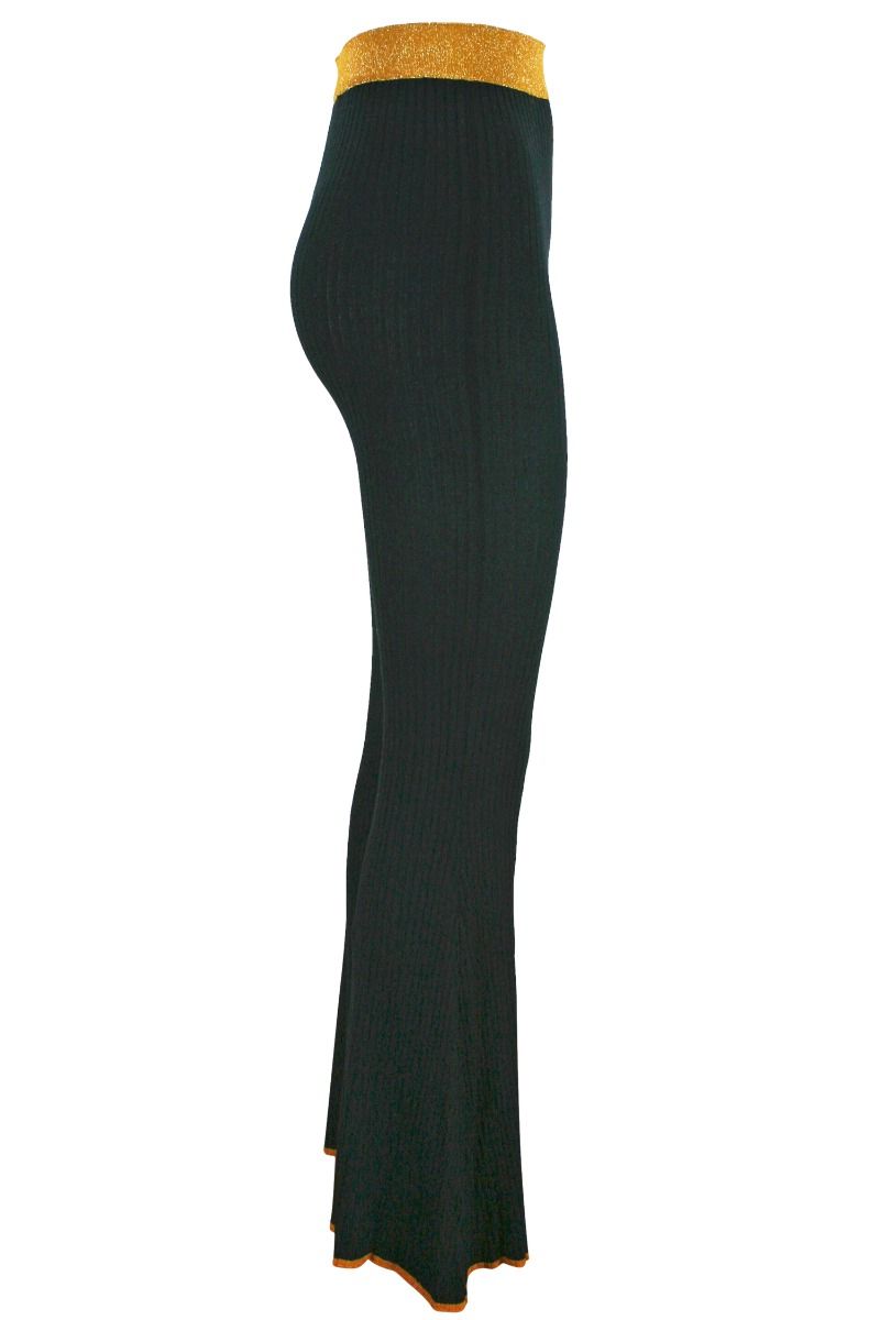 AKEP Pantalone Nero a Zampa con Spacchi