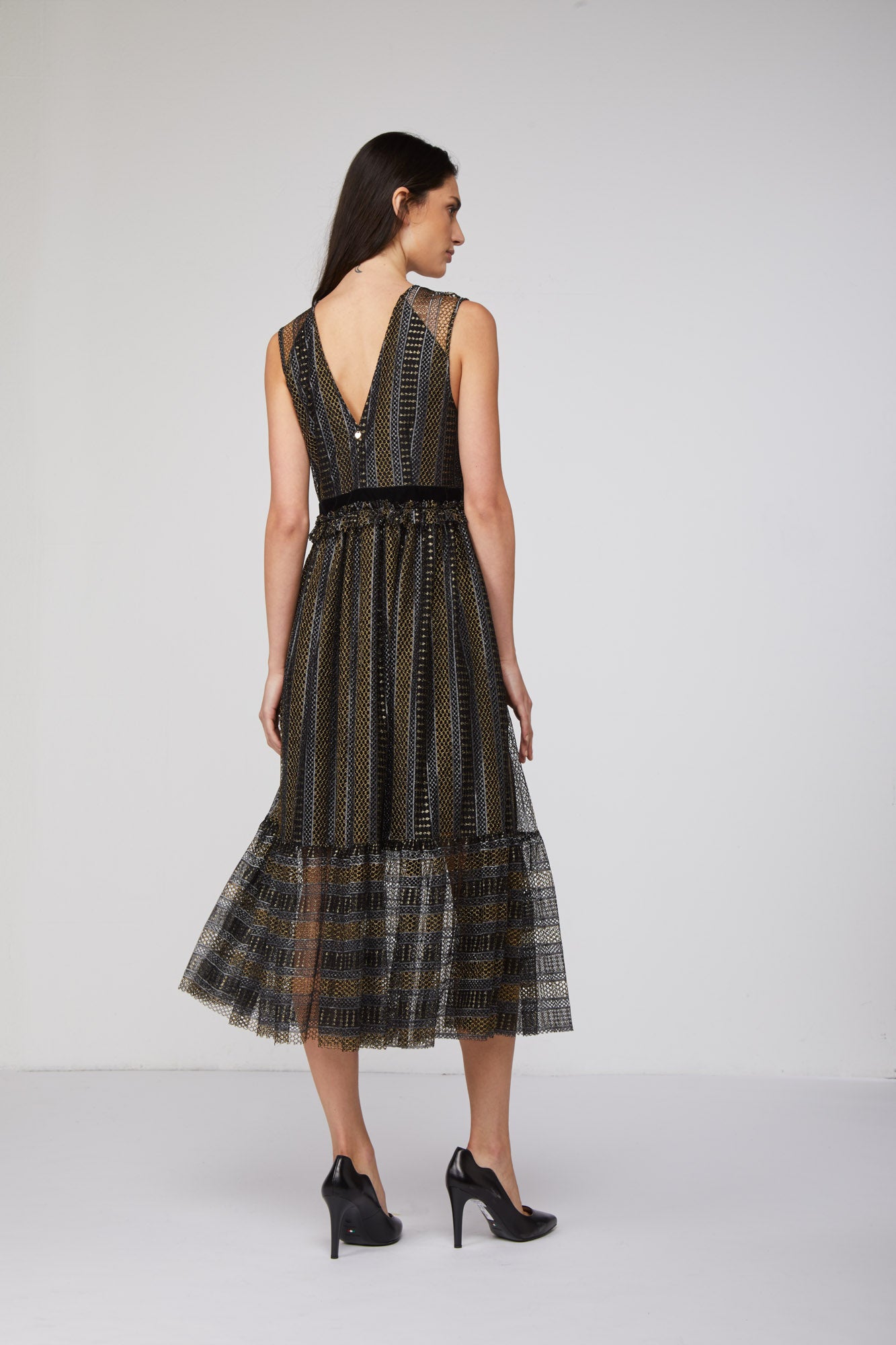 TWINSET Abito Lurex e Pizzo Nero