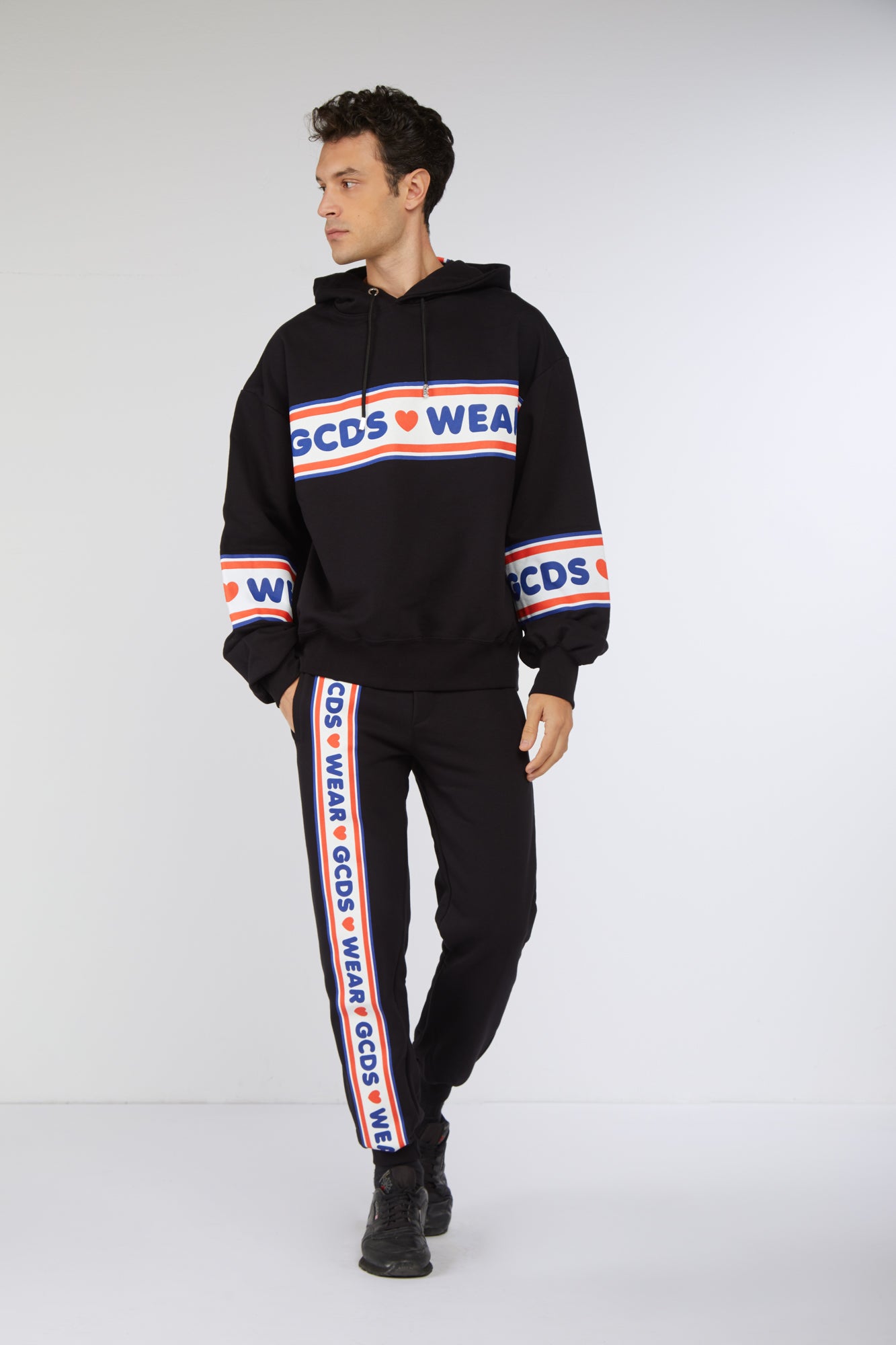 GCDS Pantalone Sportivo Nero con Logo Laterale