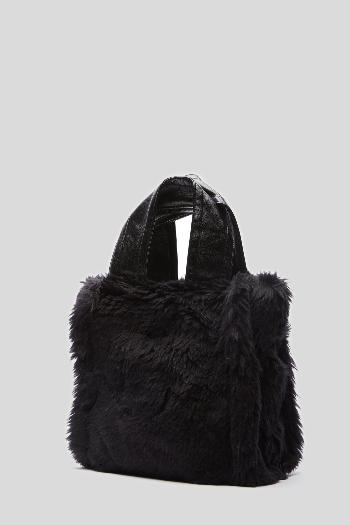 STAND STUDIO Lucille Bag in Black Eco-fur