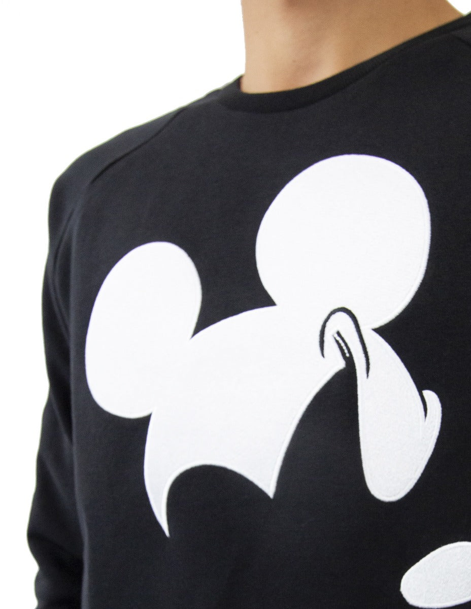 KAPPA Felpa Nera con Stampa Mickey Mouse Uomo