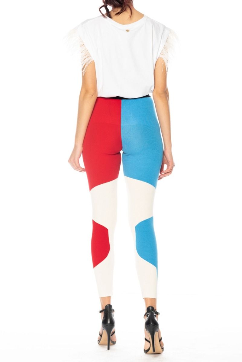 AKEP Leggings Neri con Intarsio Multicolor