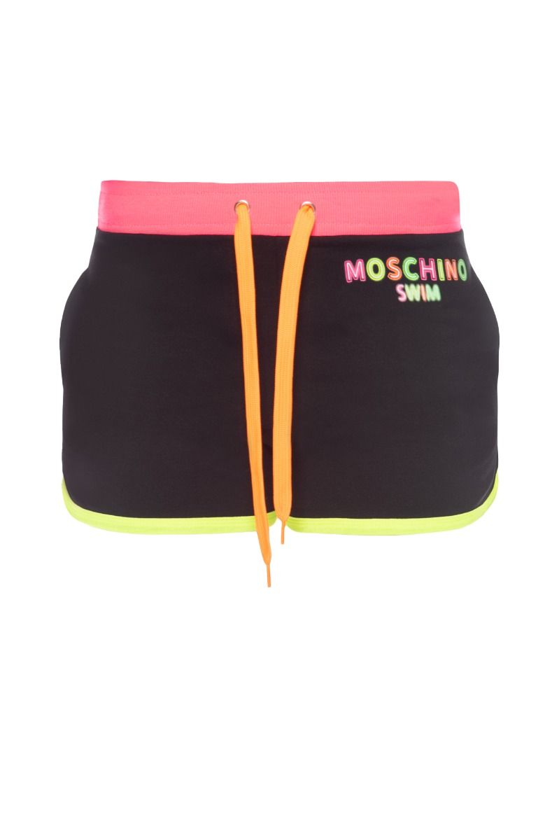 MOSCHINO Shorts Neri con Dettagli Fluo