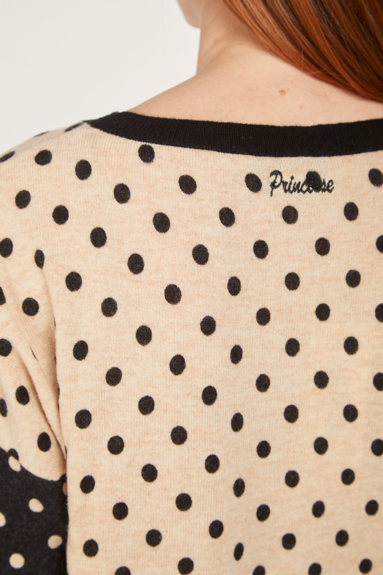 PRINCESSE LODO Maglione Oversize Beige a Pois Neri