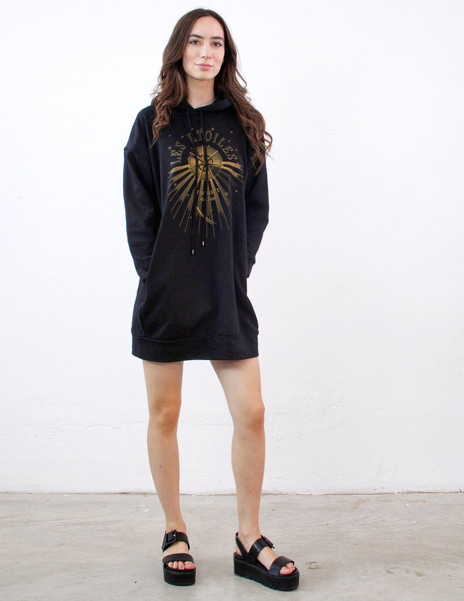 TWINSET Felpa Over Nera con Stampa Dorata