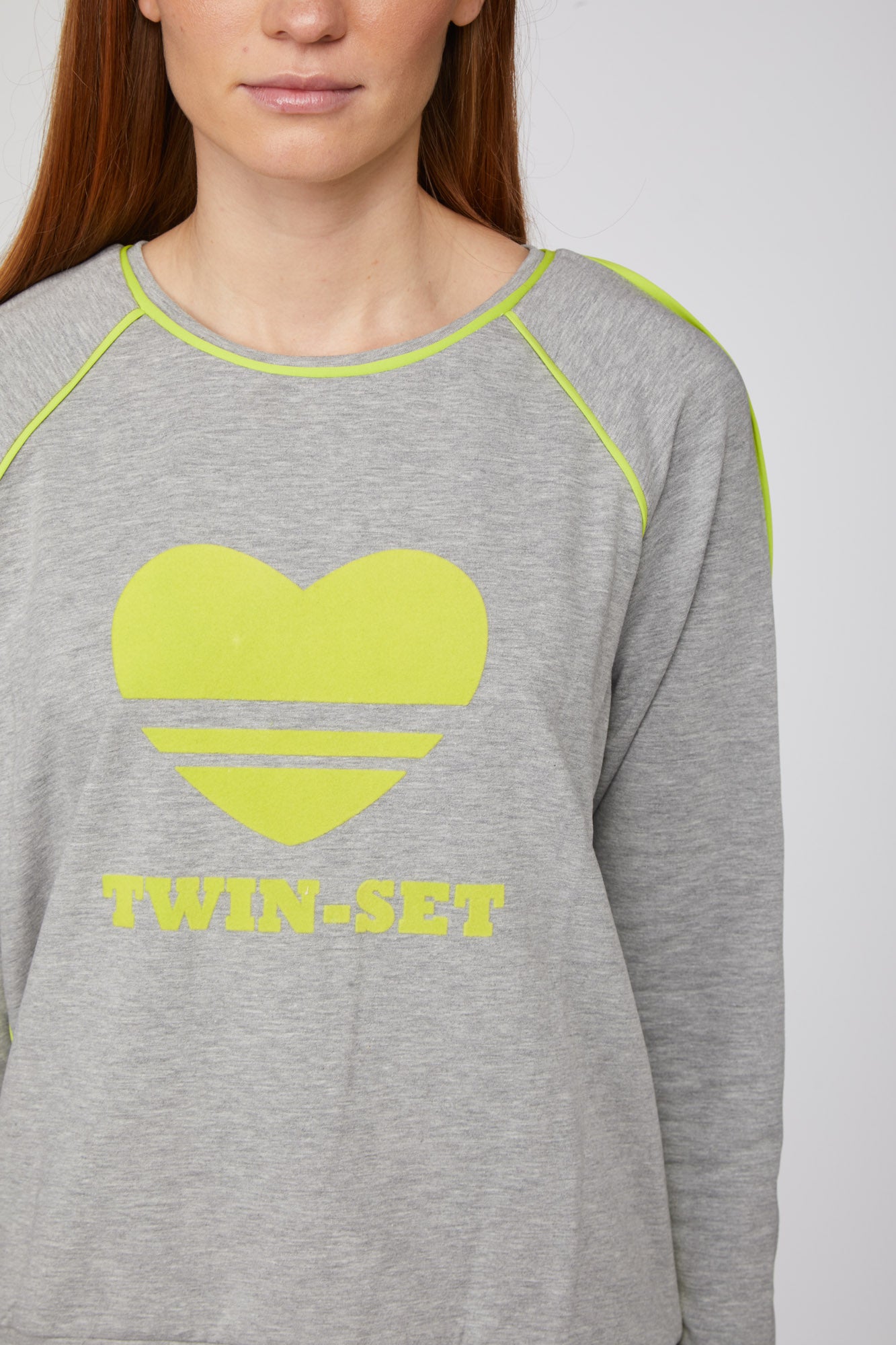 TWINSET Felpa Grigia con Dettaglio Cuore