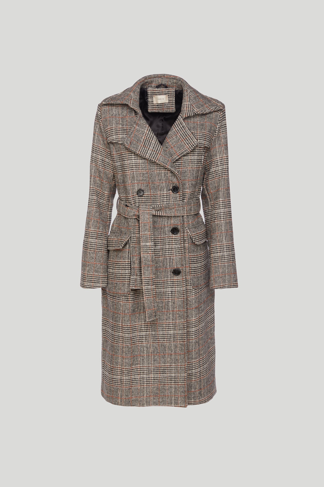 TOY G Cappotto Doppiopetto Fantasia a Quadri