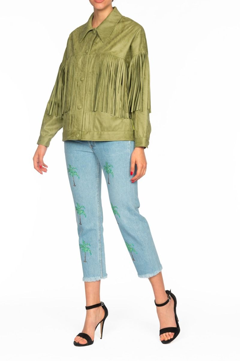 OOF WEAR Giacca Verde Oliva con Frange