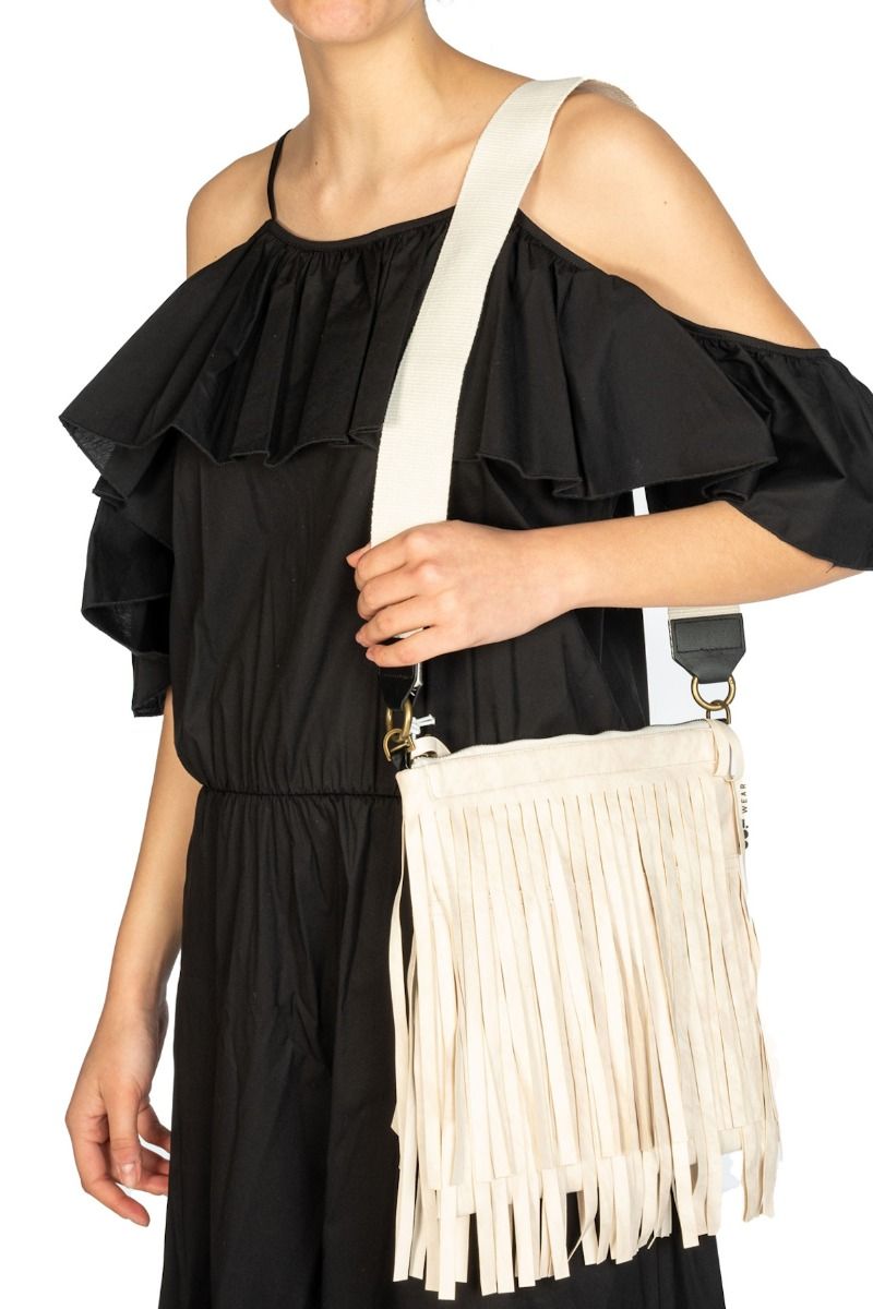 OOF WEAR Borsa in Eco-Camoscio Bianca con Frange