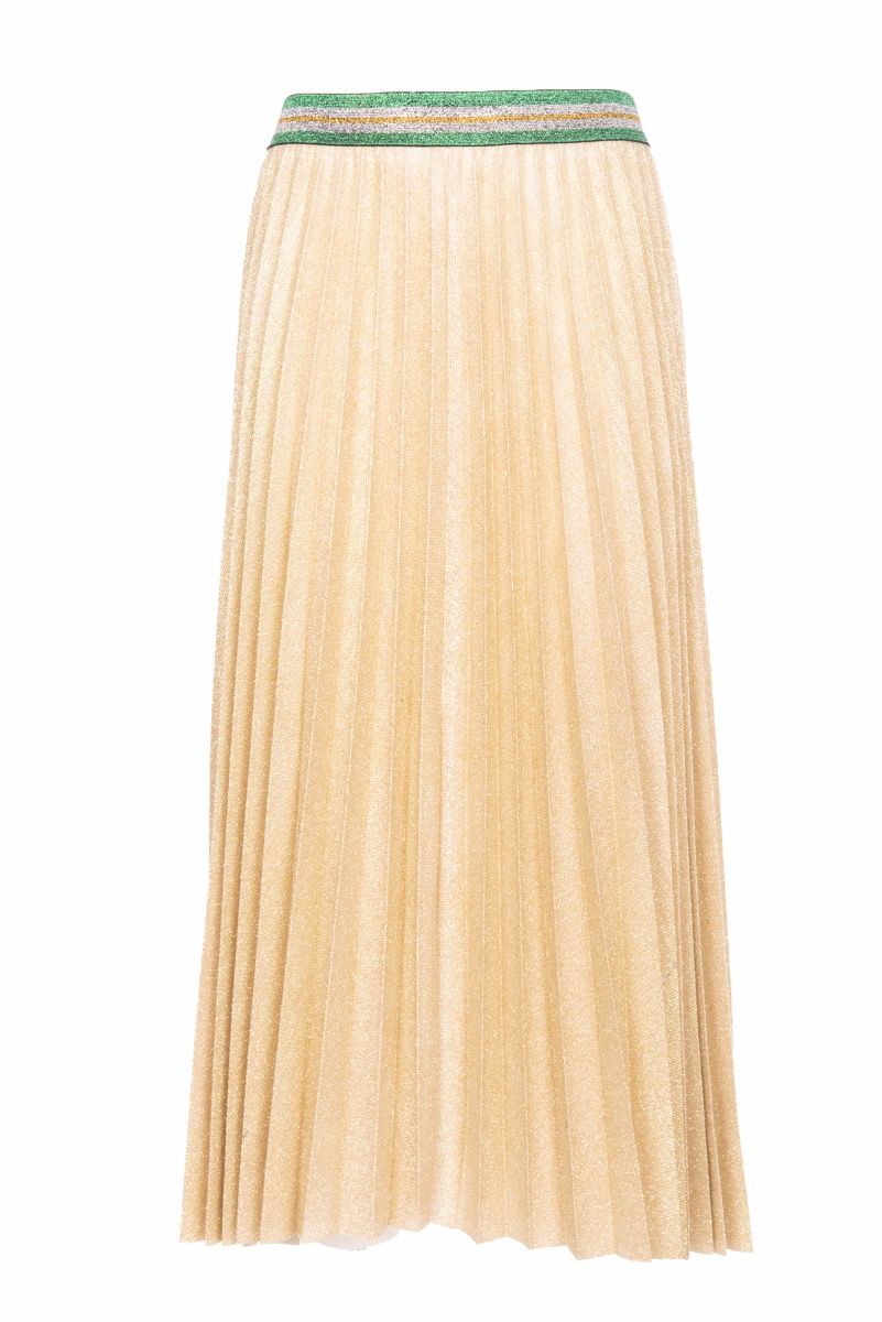 5PROGRESS Gonna Midi Plissè in Lurex Oro