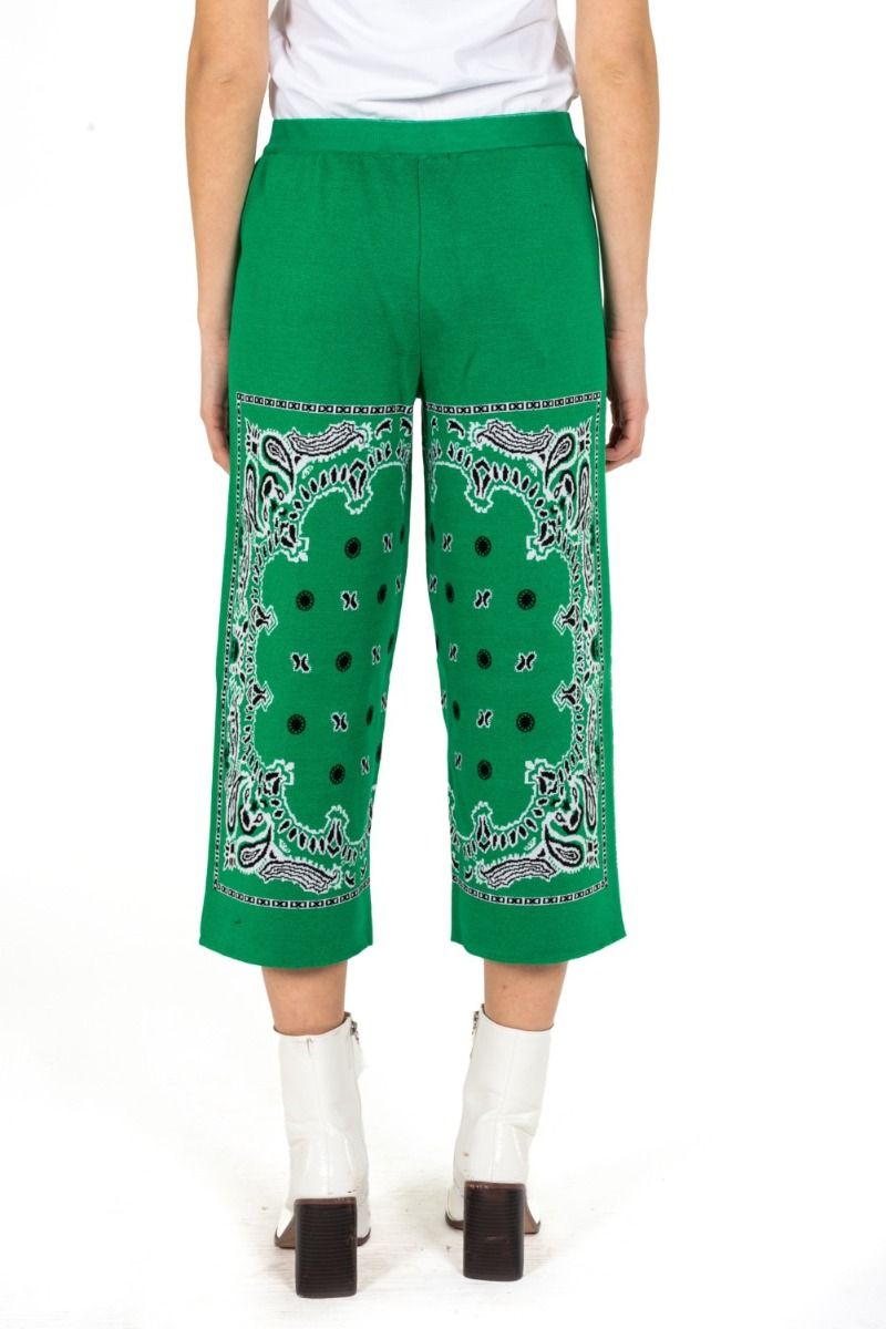AKEP Pantalone Palazzo Verde con Stampa Bandana