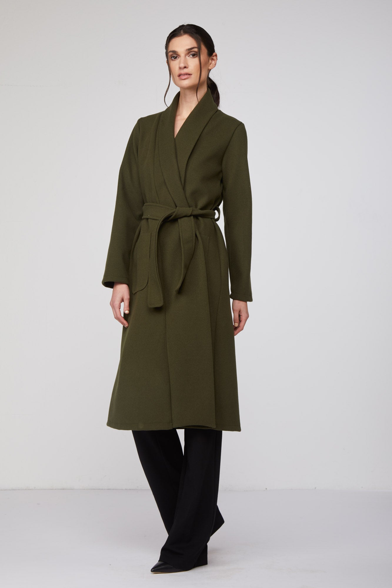 MANGANO Cappotto a Vestaglia "Mara" Verde Militare