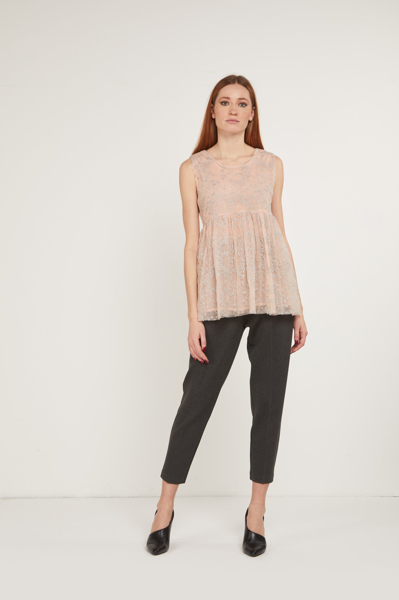 PRINCESSE LODO Top Tulle Rosa Cipria Stelle