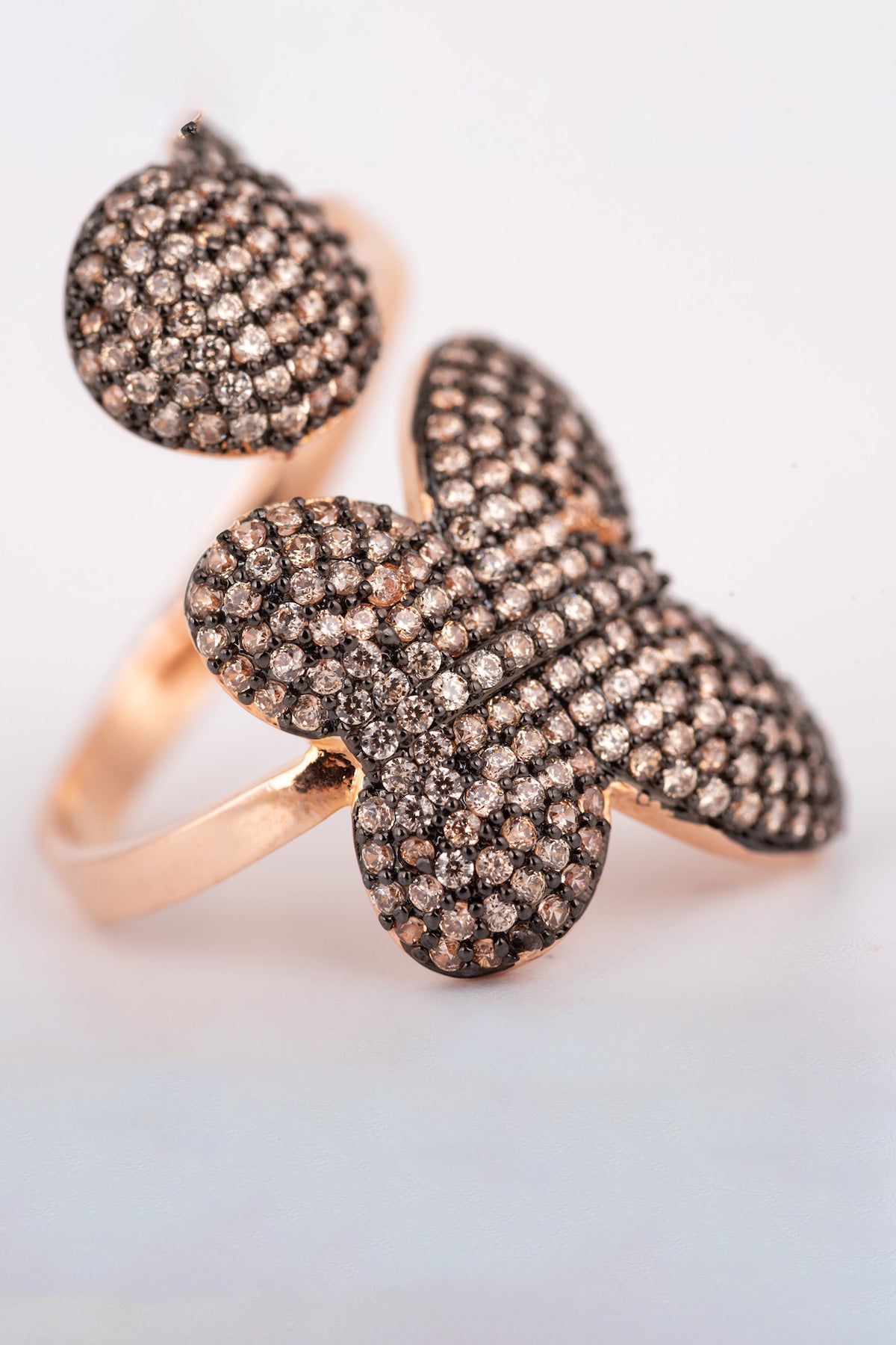 MELUSINA BIJOUX Anello Fiore e Cerchio Champagne