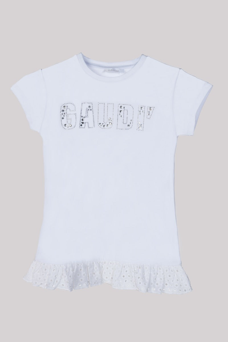 GAUDI' KIDS T-Shirt Bianca con Strass