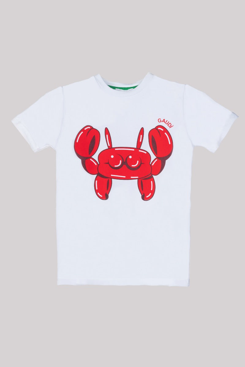 GAUDI' KIDS T-Shirt Stampa Granchio Bianca