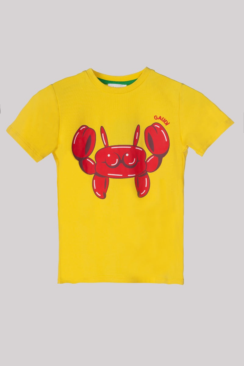 GAUDI' KIDS T-Shirt Stampa Granchio Gialla