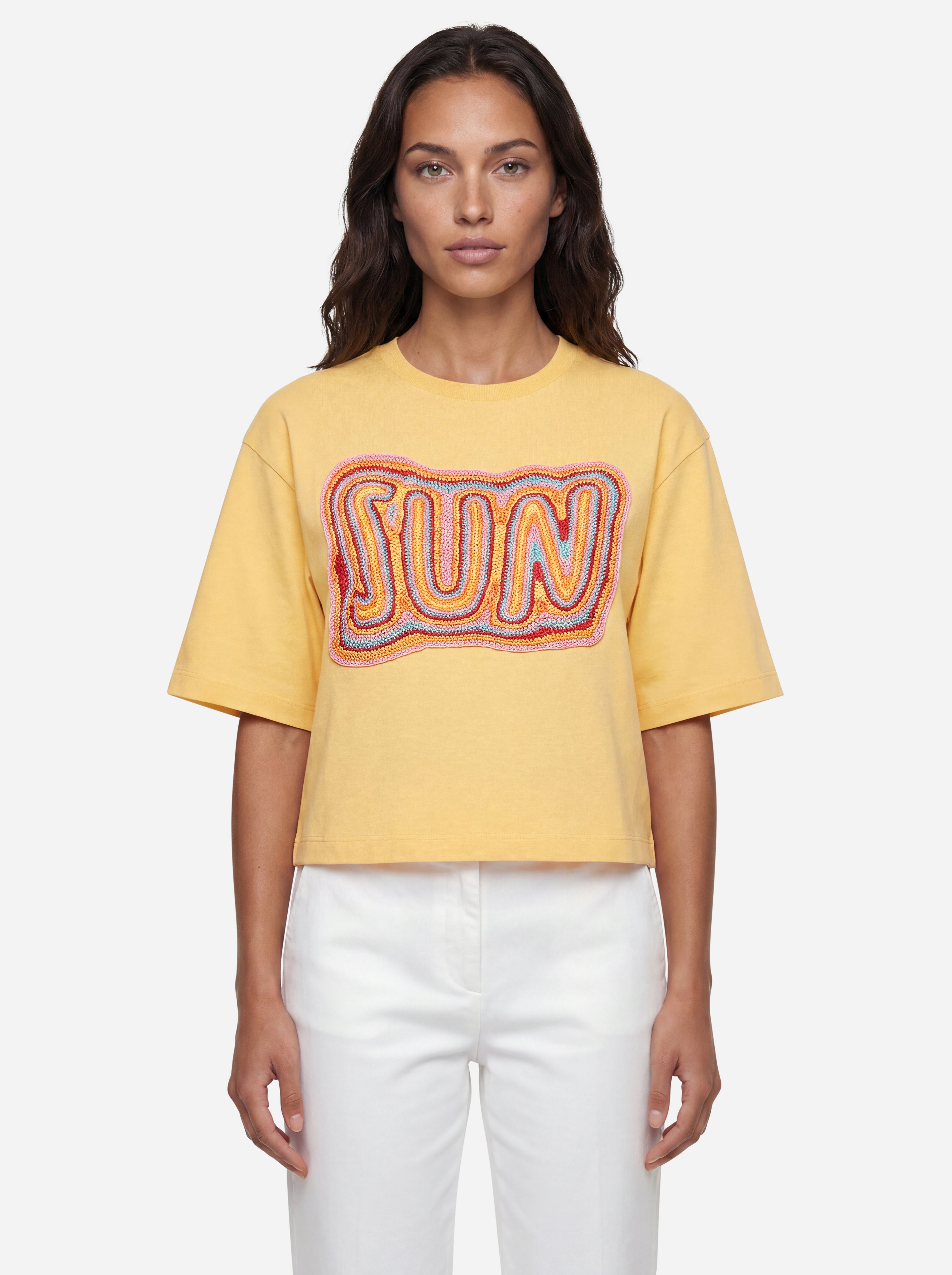 Sportmax T-Shirt con Stampa Gialla