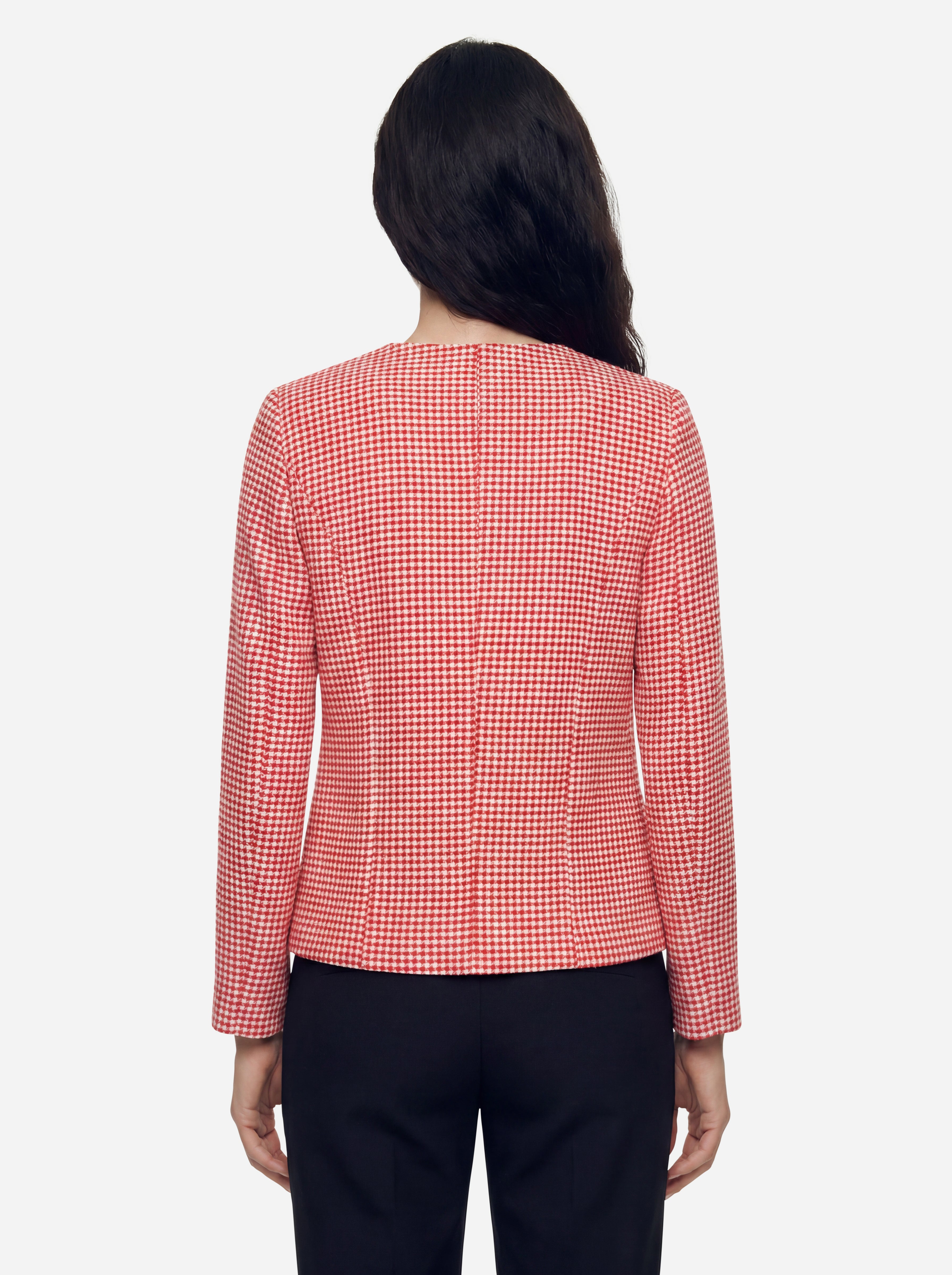 Emme By Marella Blazer a Quadri Rosso e Bianco