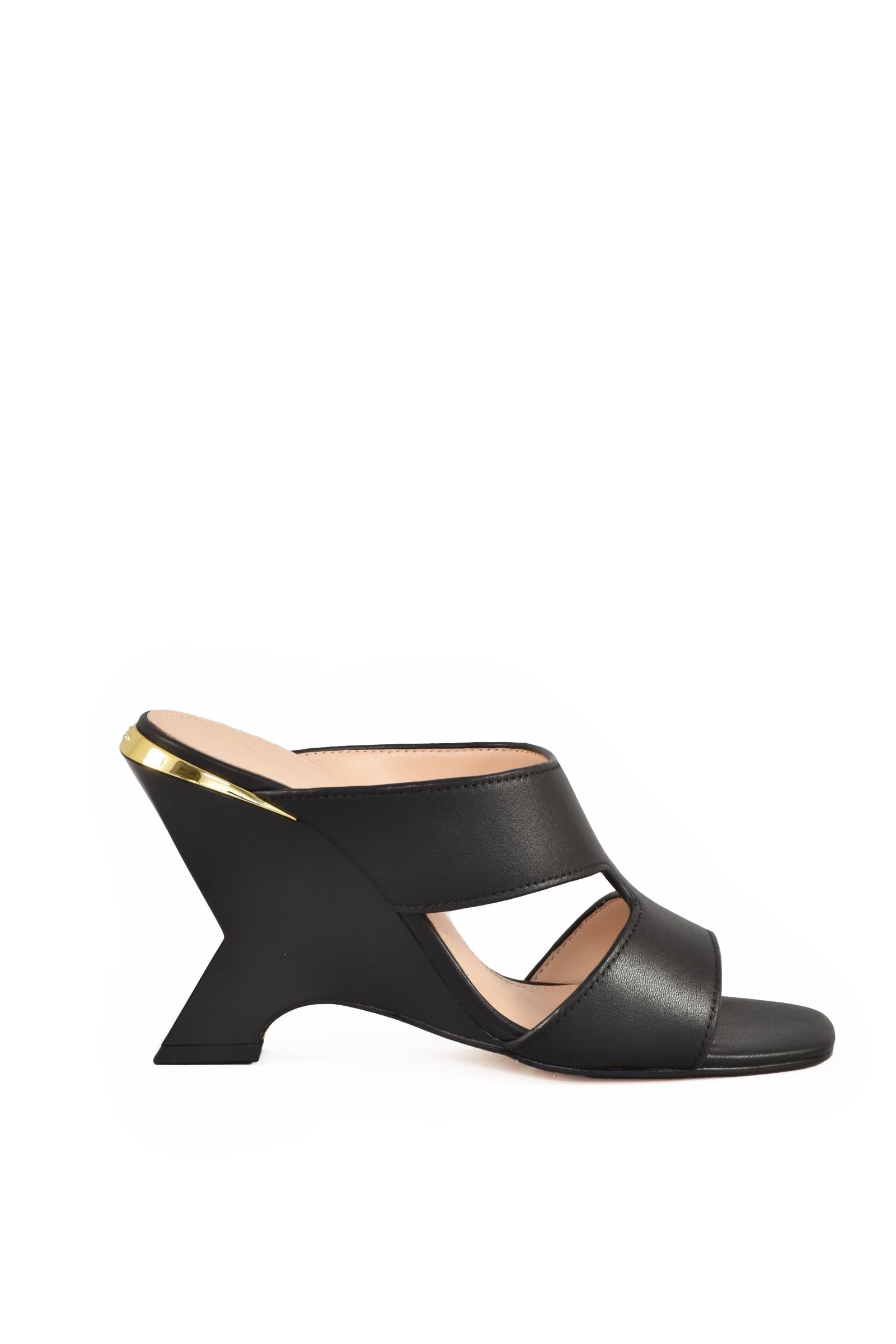 Pinko Sandalo Nero in Pelle Squadrato