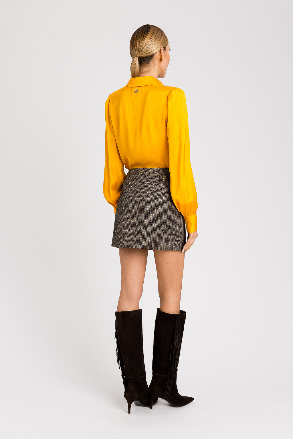 Twinset Brown Chevron Mini Skirt