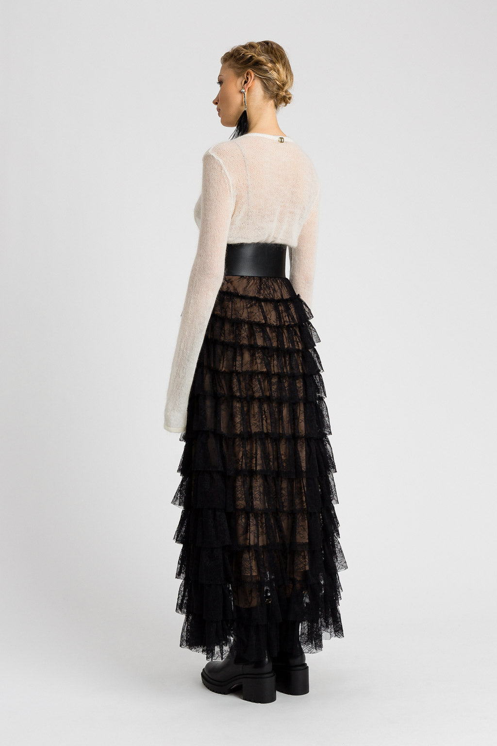 Twinset Long Skirt in Black Tulle