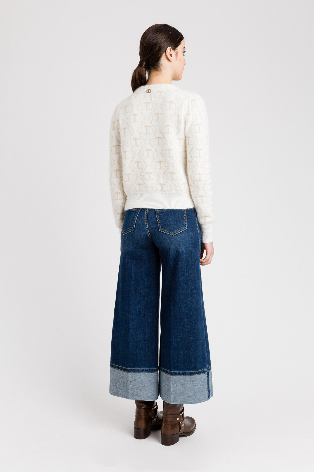 Twinset Cropped Denim Blue Trousers