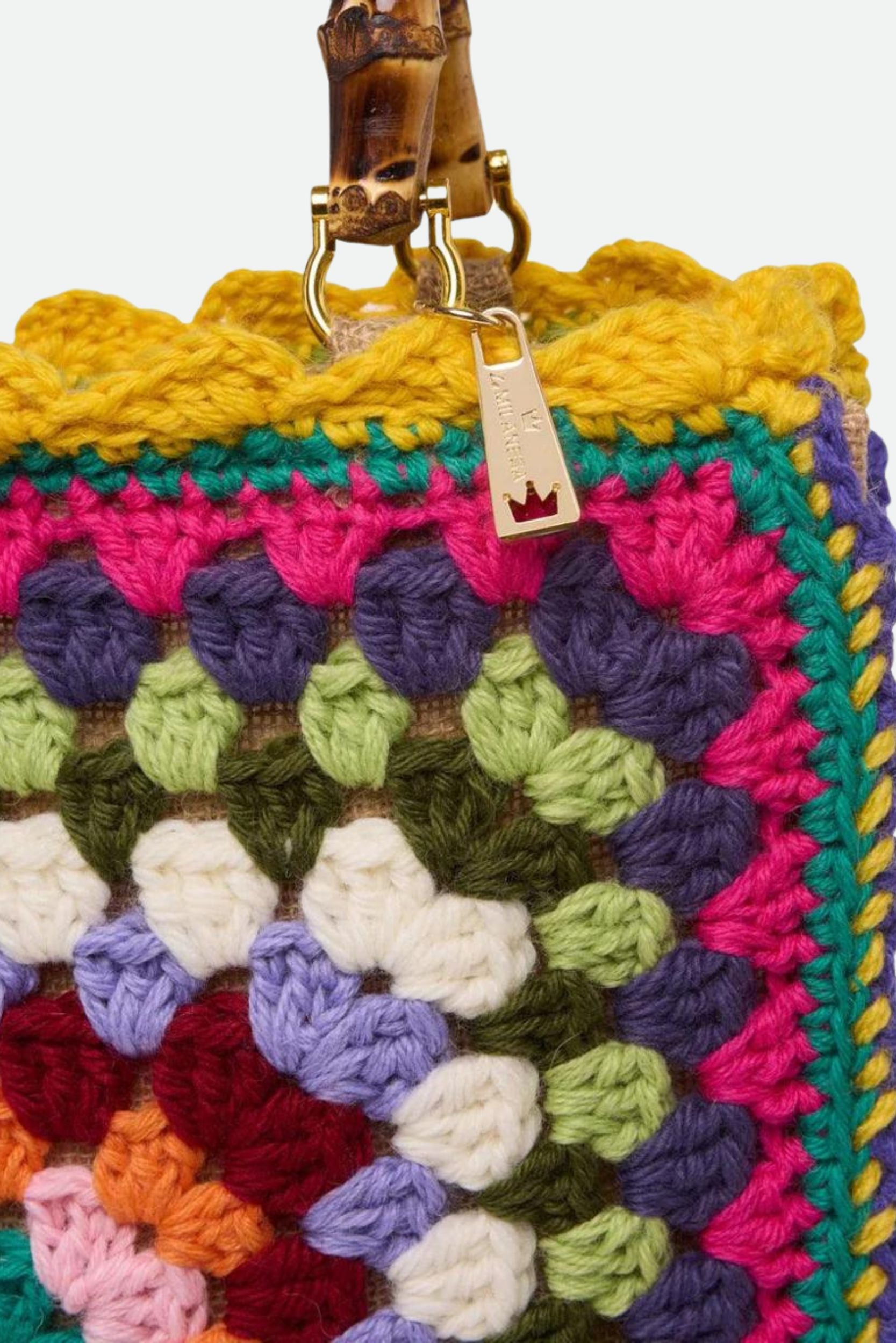 La Milanesa Borsa Crochet Lana Media Multicolor