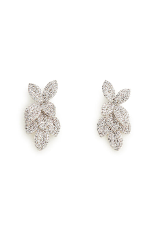 MELUSINA BIJOUX Rhodium Flowers Earrings