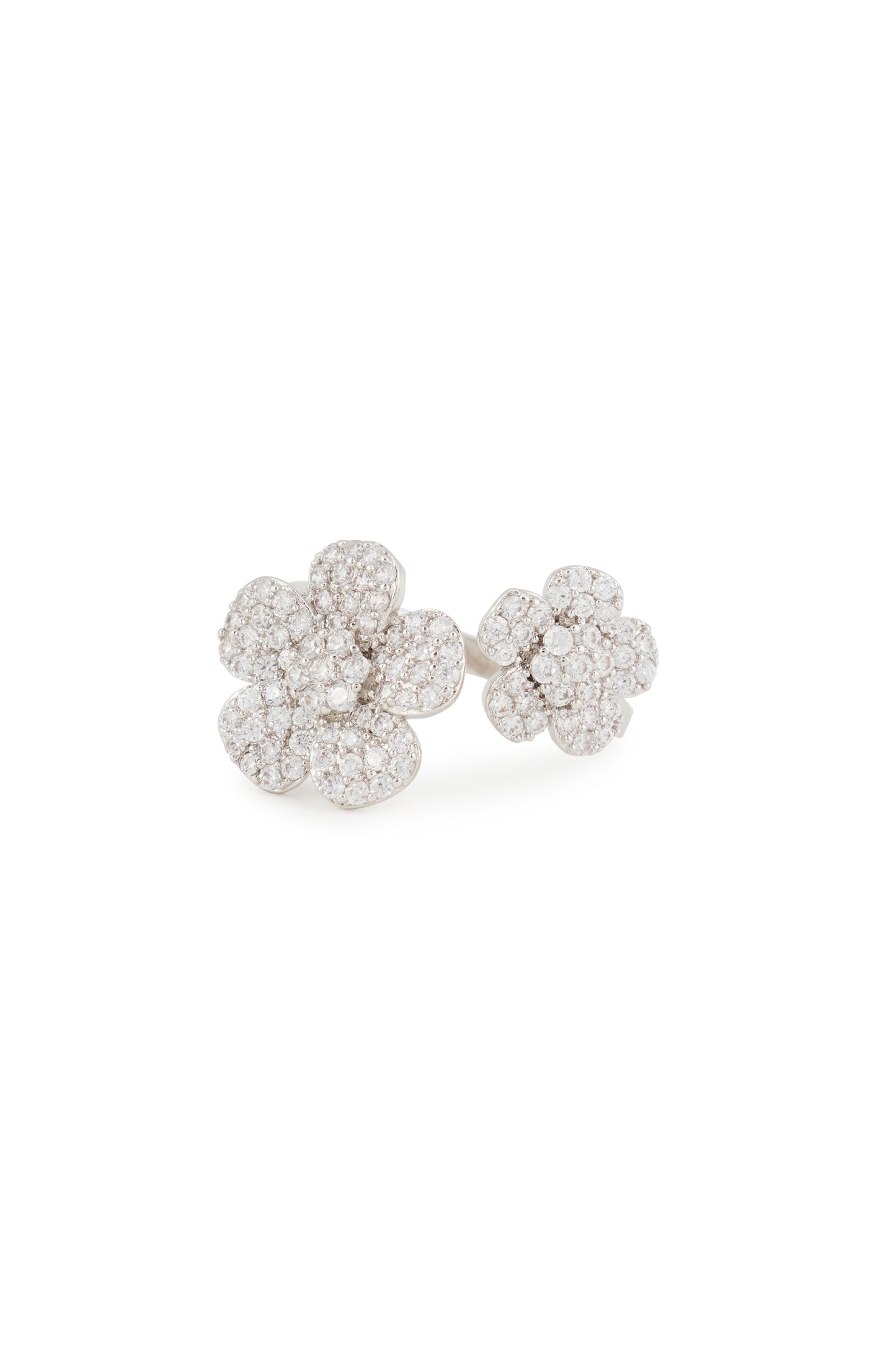 MELUSINA BIJOUX Anello Doppio Fiore Rodio