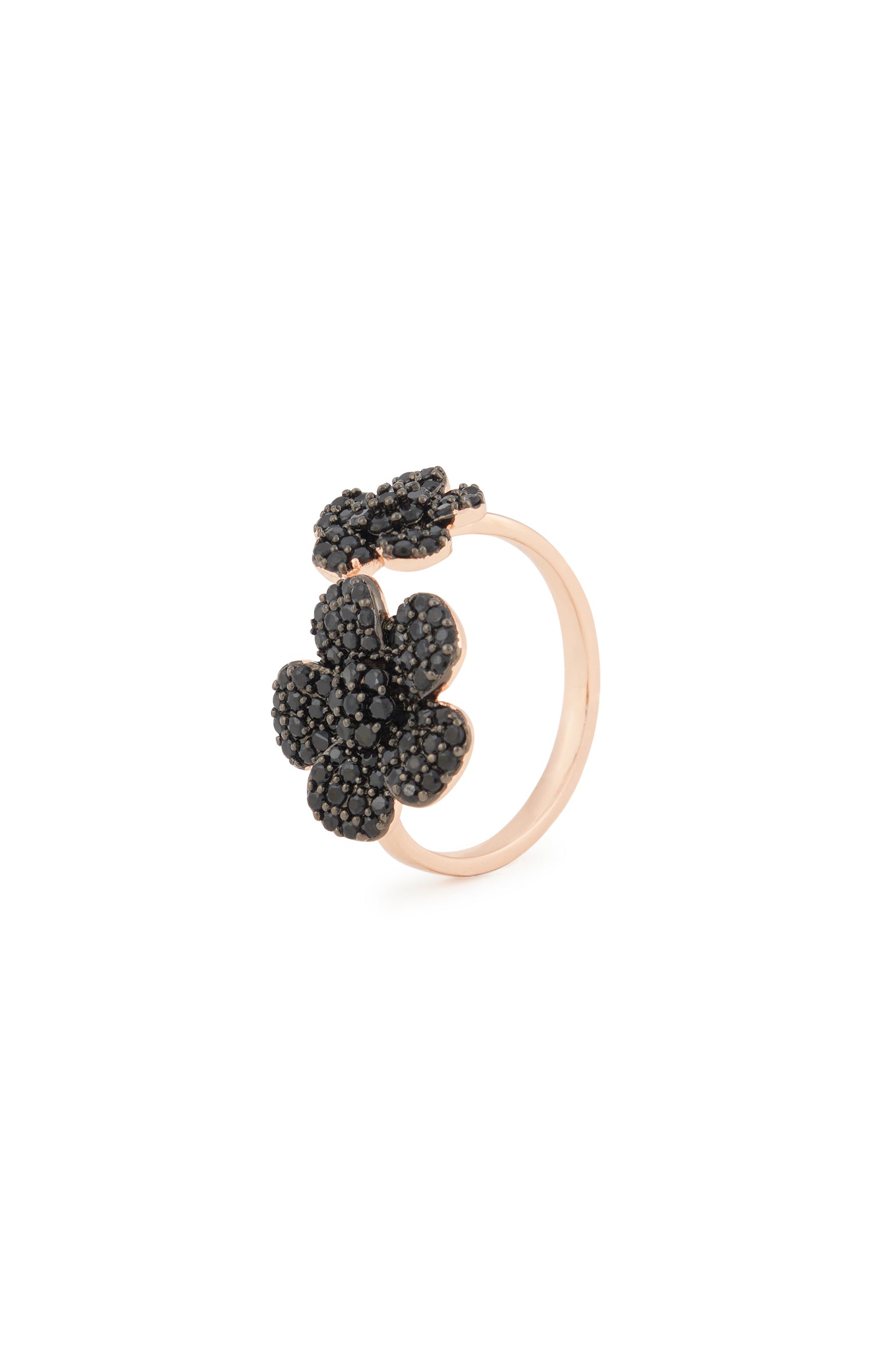 MELUSINA BIJOUX Black Double Flower Ring