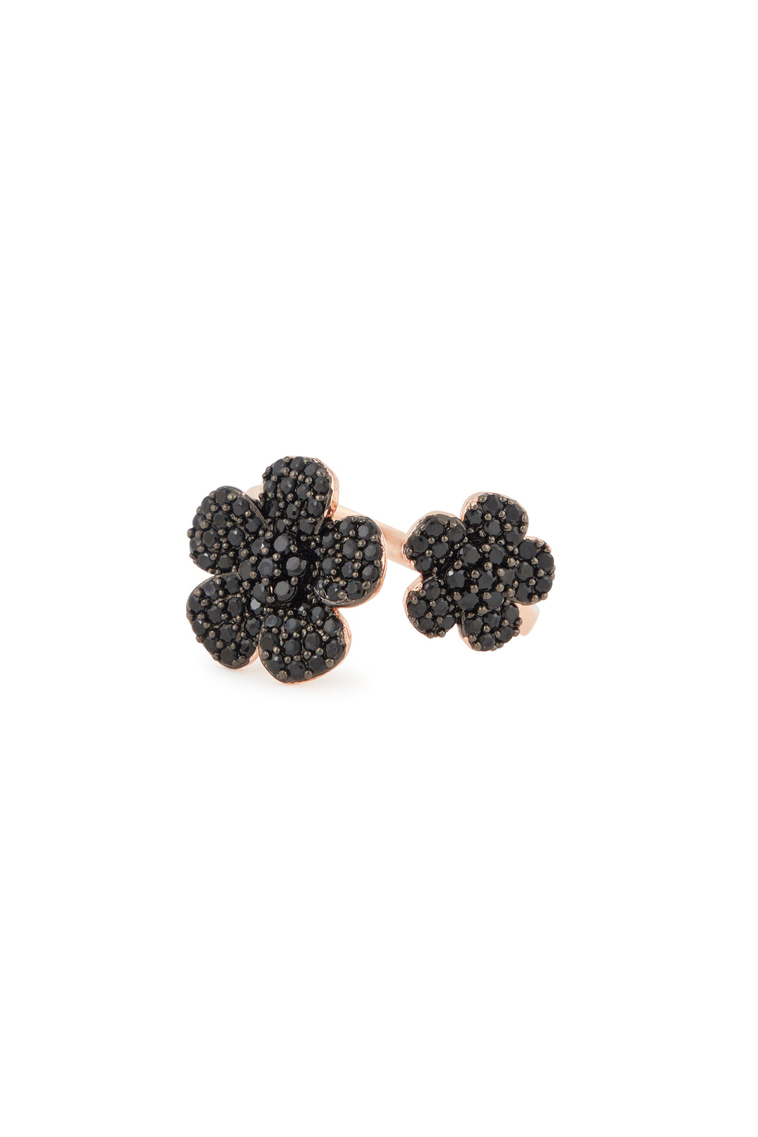 MELUSINA BIJOUX Black Double Flower Ring