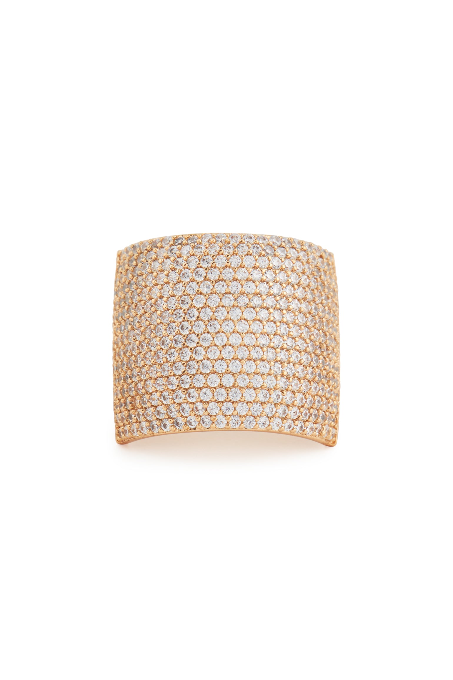 MELUSINA BIJOUX Gold Pavé Shield Ring