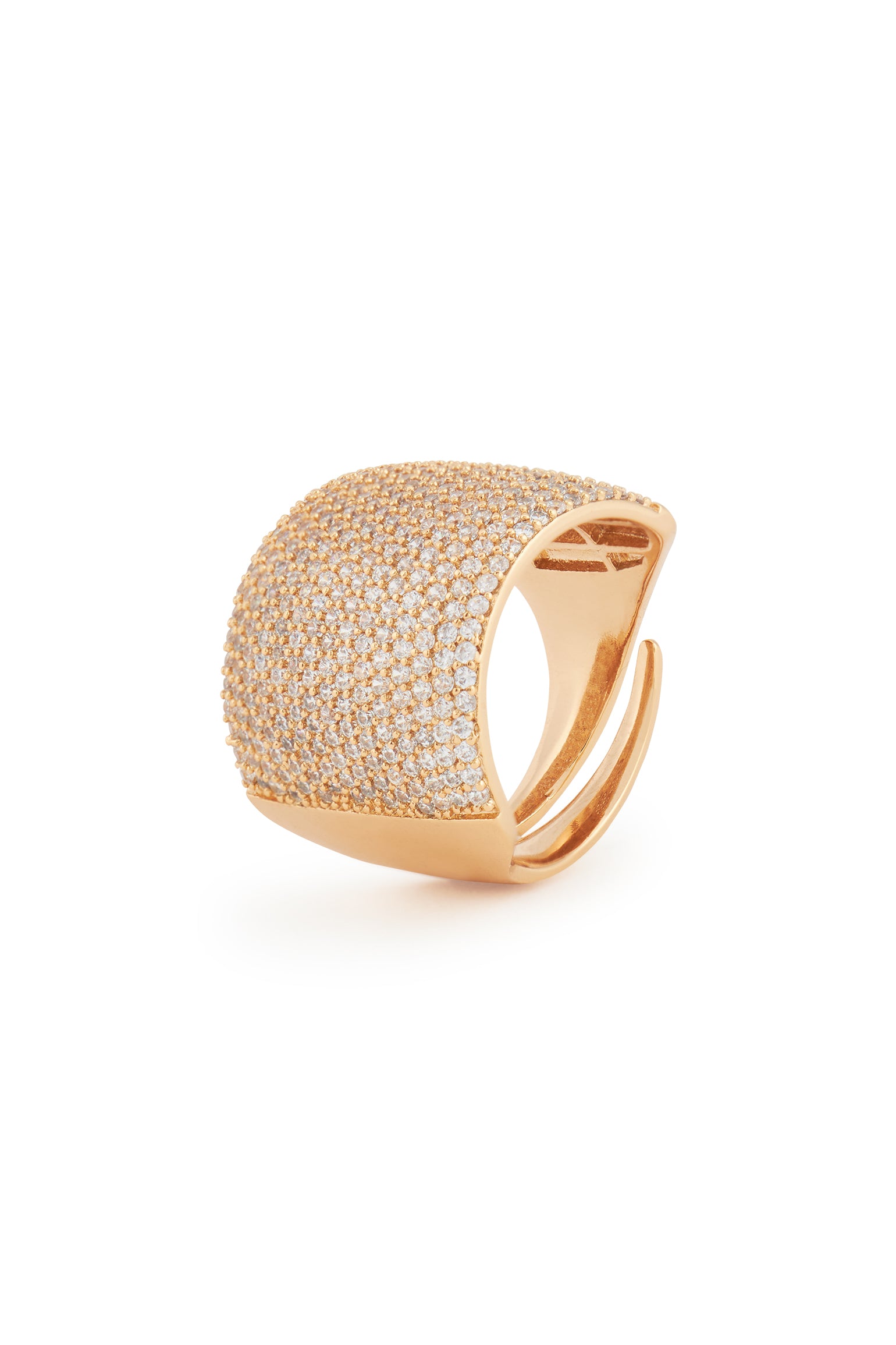 MELUSINA BIJOUX Gold Pavé Shield Ring