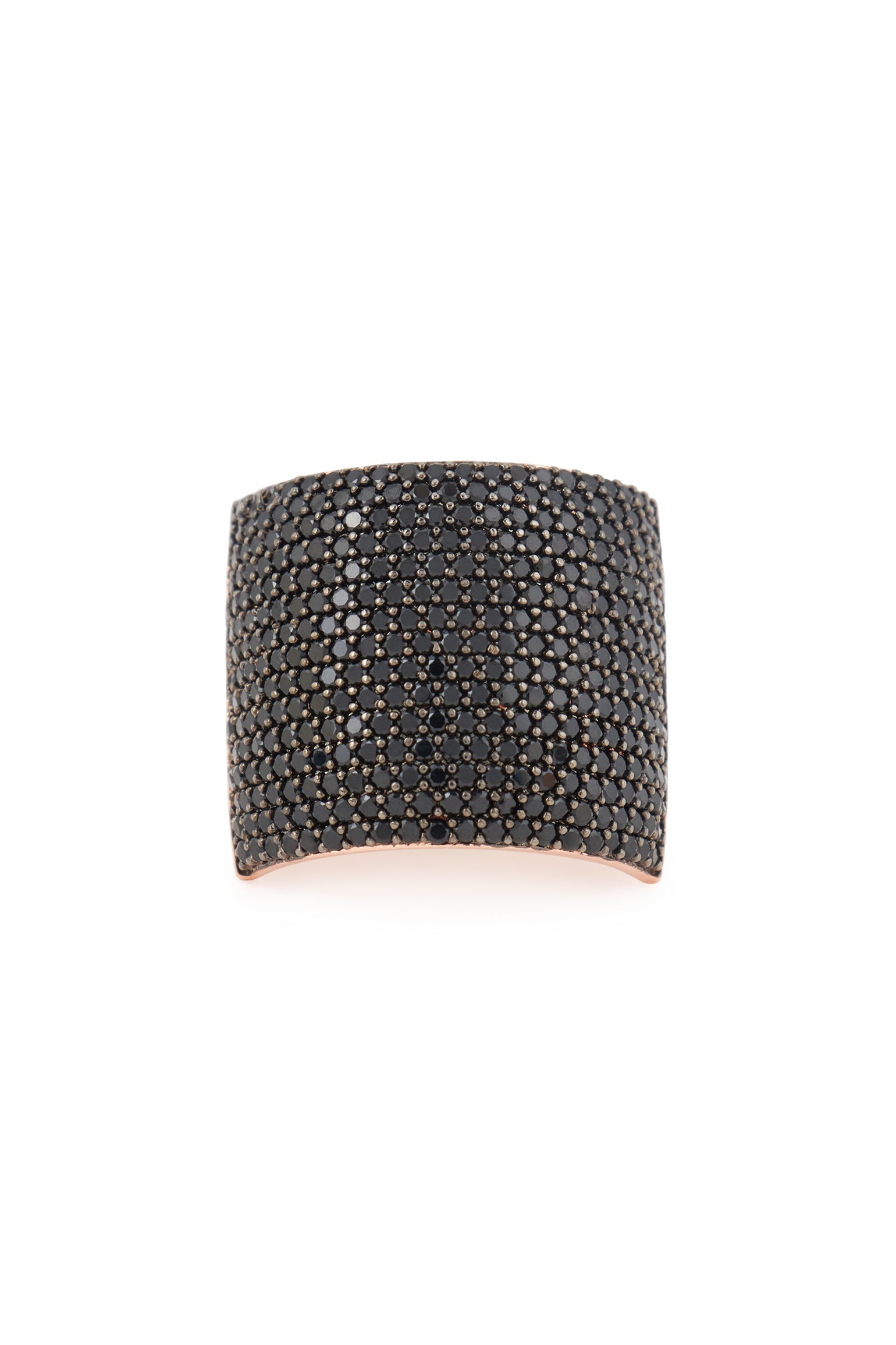 MELUSINA BIJOUX Black Pavé Shield Ring