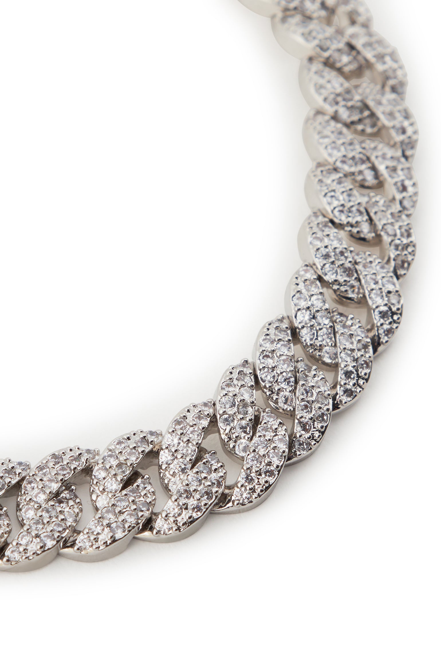 MELUSINA BIJOUX Rhodium Groumette Bracelet with Zircons