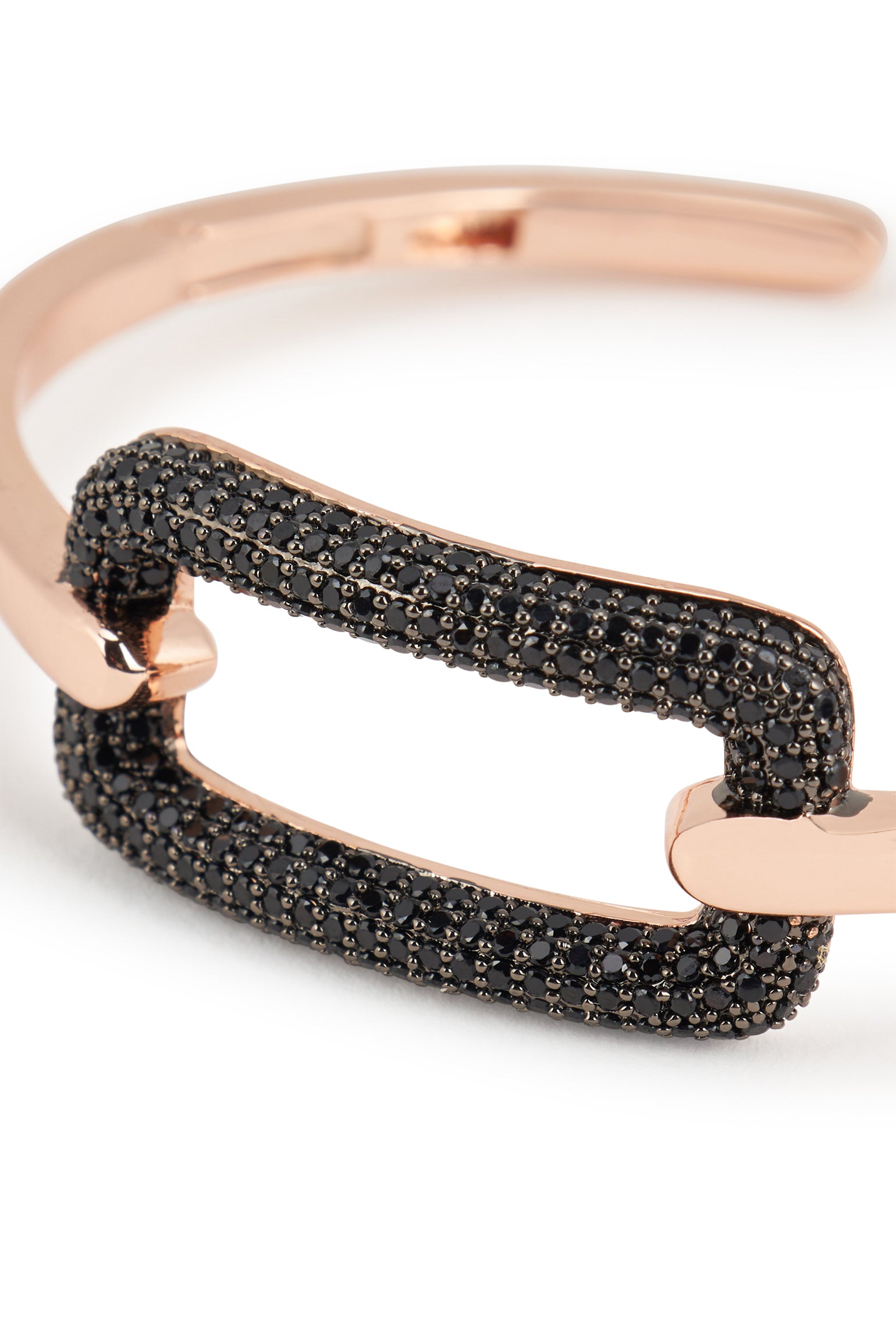 MELUSINA BIJOUX Rigid Gold Bracelet with Black Zircons