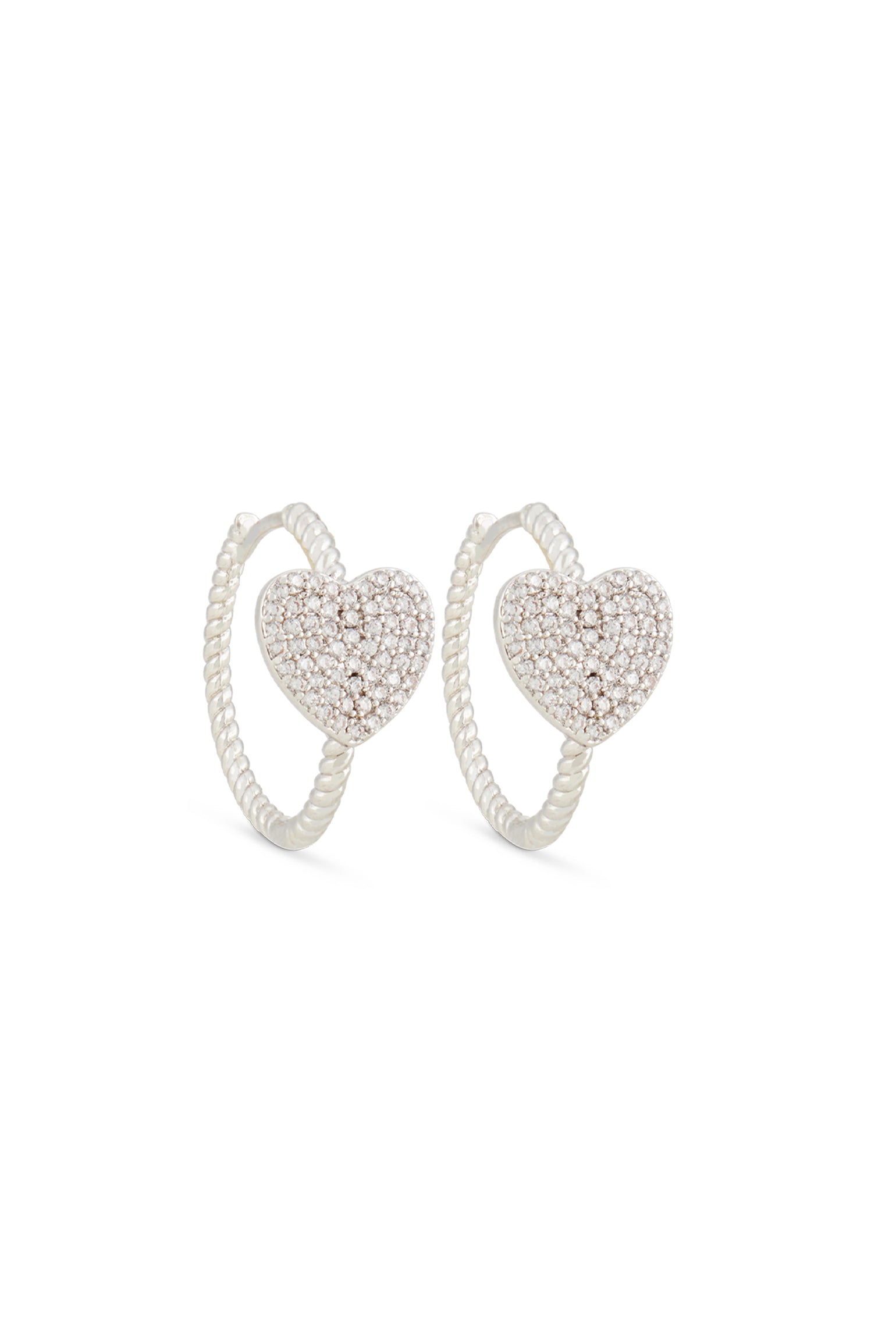 MELUSINA BIJOUX Circle Earrings with Rhodium Heart