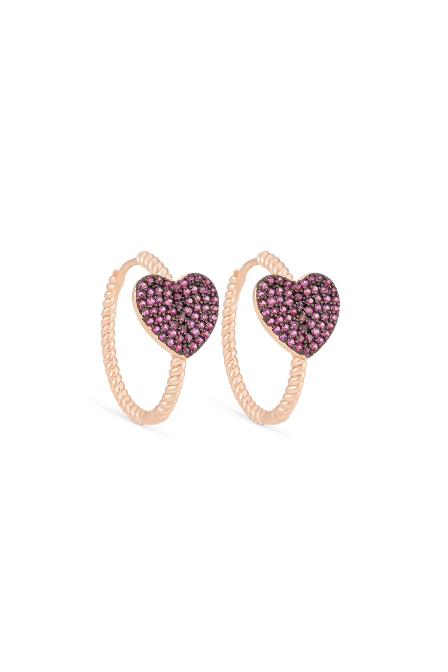 MELUSINA BIJOUX Circle Earrings with Bordeaux Heart