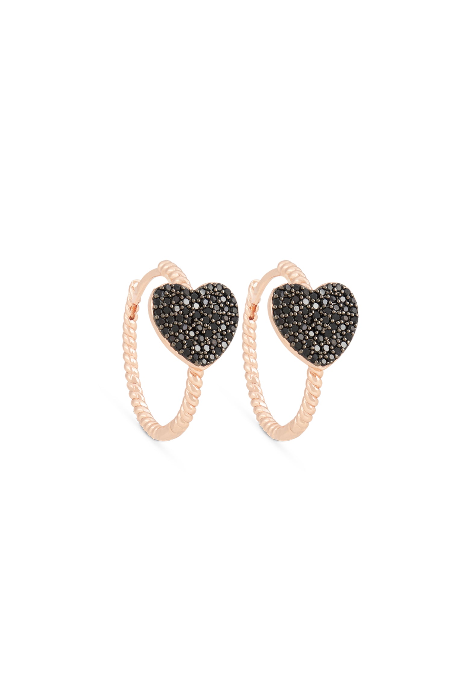MELUSINA BIJOUX Circle Earrings with Black Heart