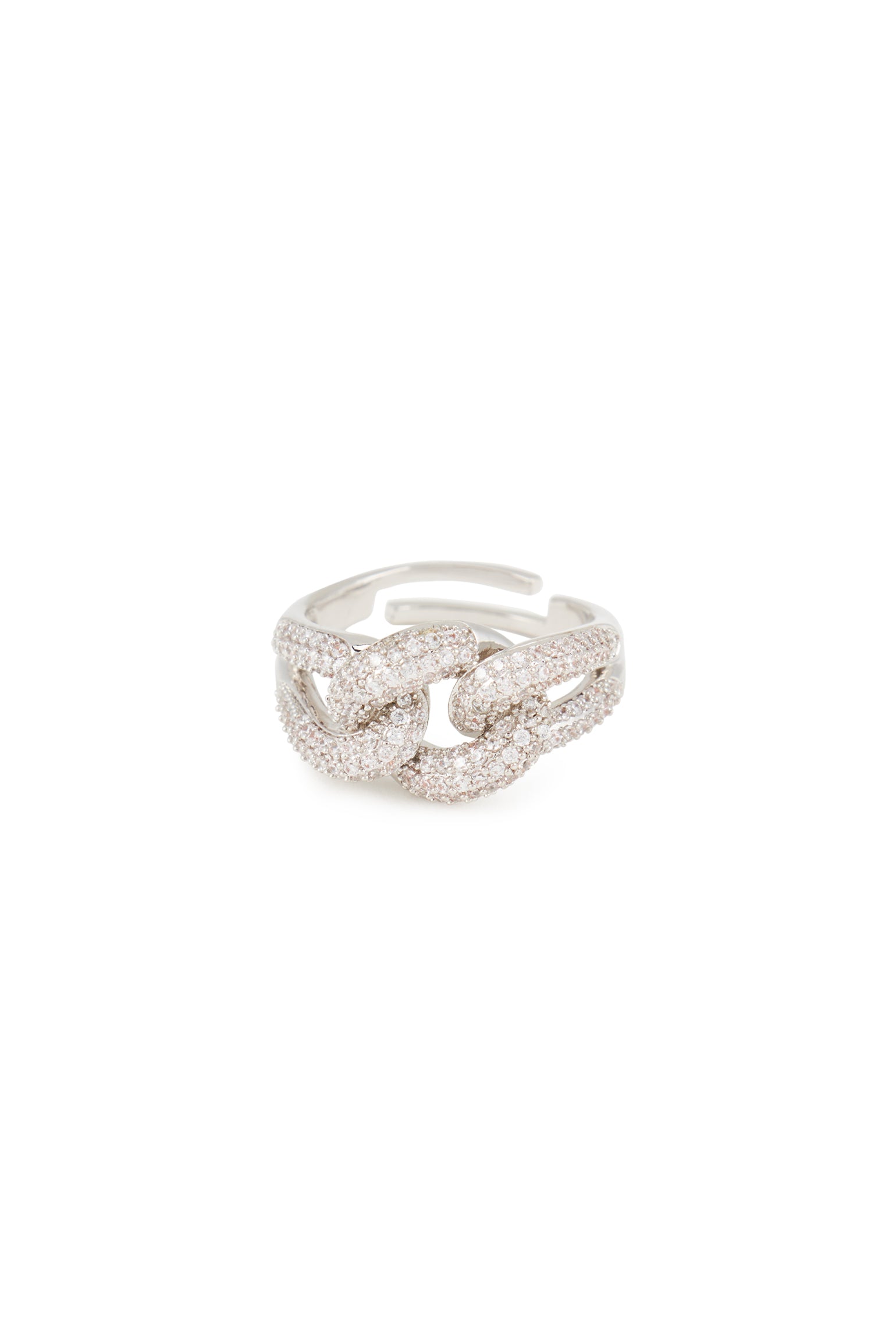 MELUSINA BIJOUX Rhodium Chain Ring