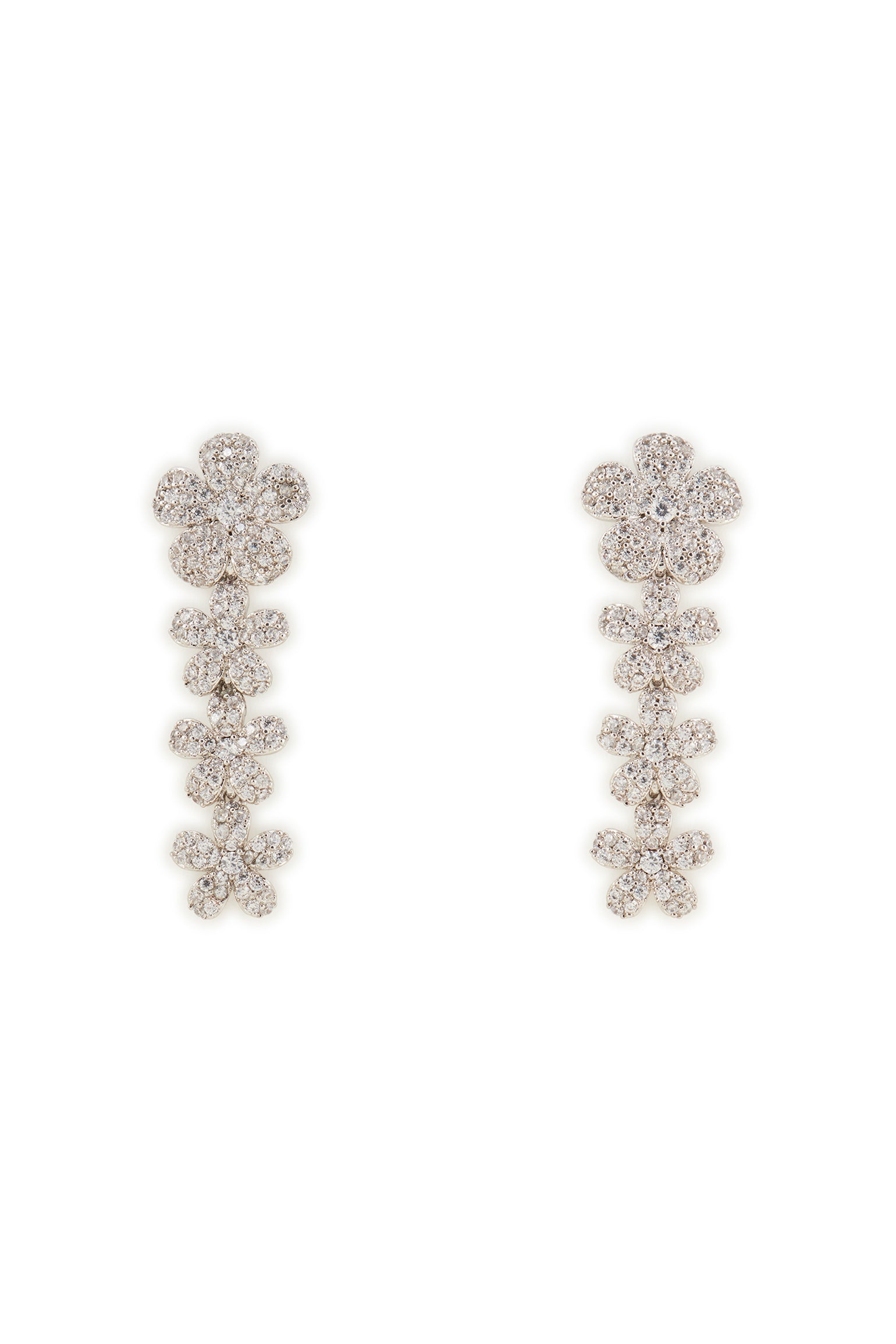 MELUSINA BIJOUX Pendant Earrings with Rhodium Flowers