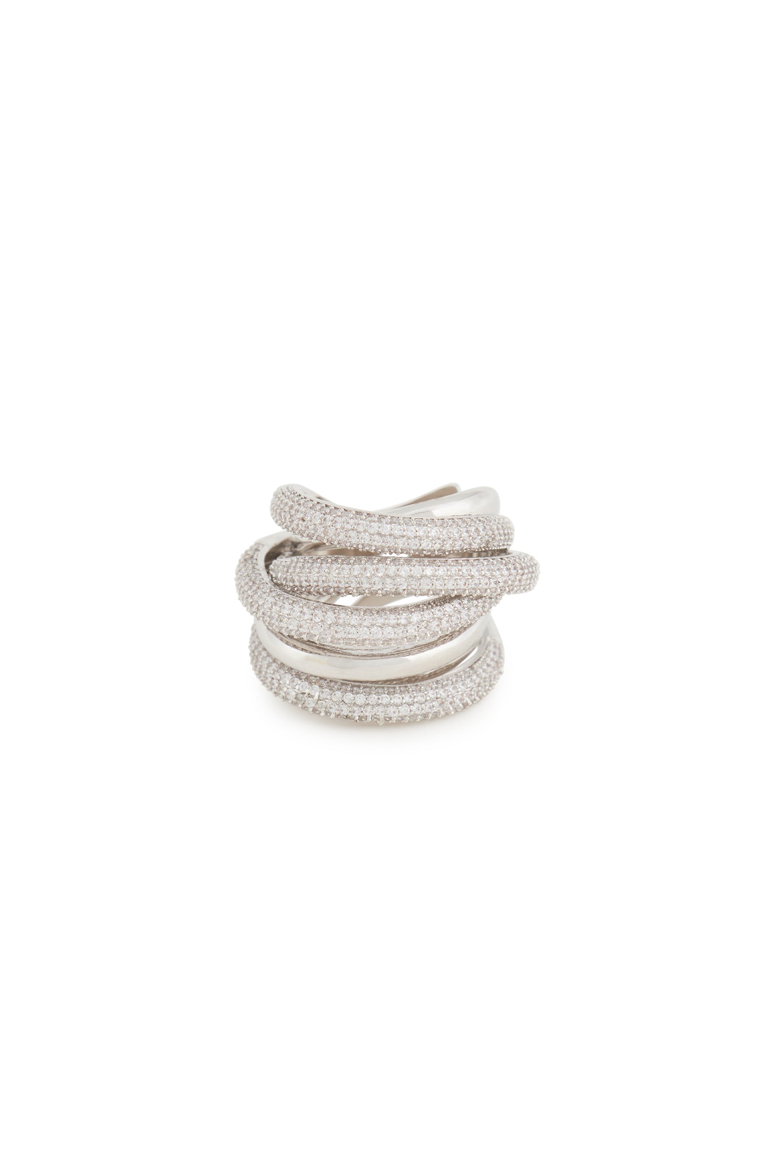 MELUSINA BIJOUX Rhodium Braided Wire Ring