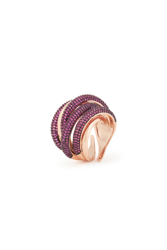 MELUSINA BIJOUX Bordeaux Braided Wire Ring