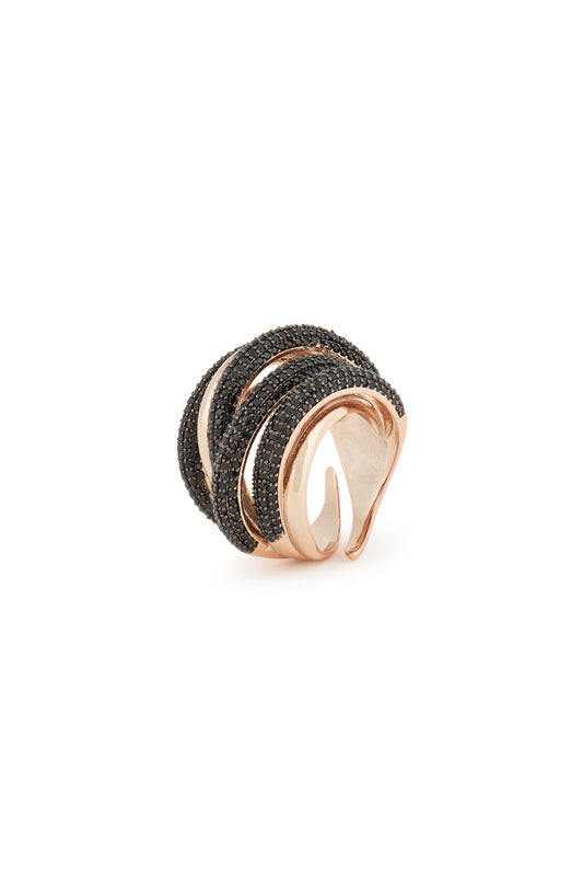 MELUSINA BIJOUX Black Braided Wire Ring