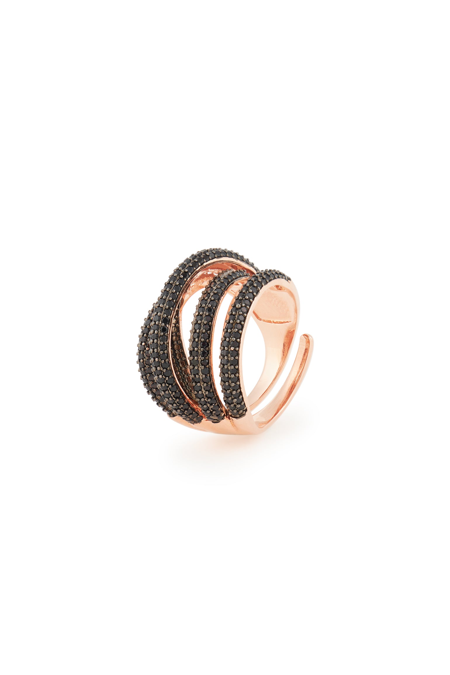 MELUSINA BIJOUX Small Ring with Black Braided Thread