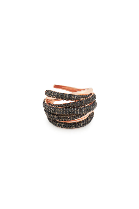 MELUSINA BIJOUX Small Ring with Black Braided Thread